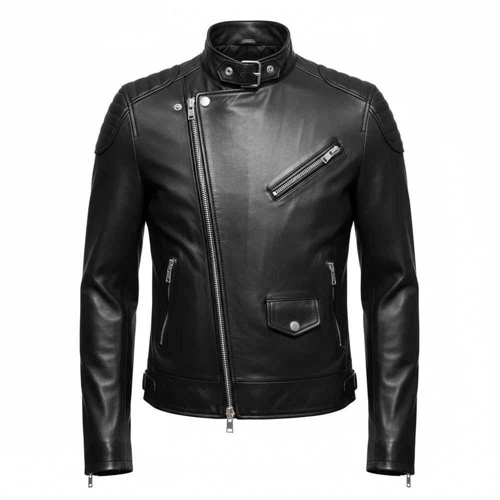 Premium schwarze Lederjacke